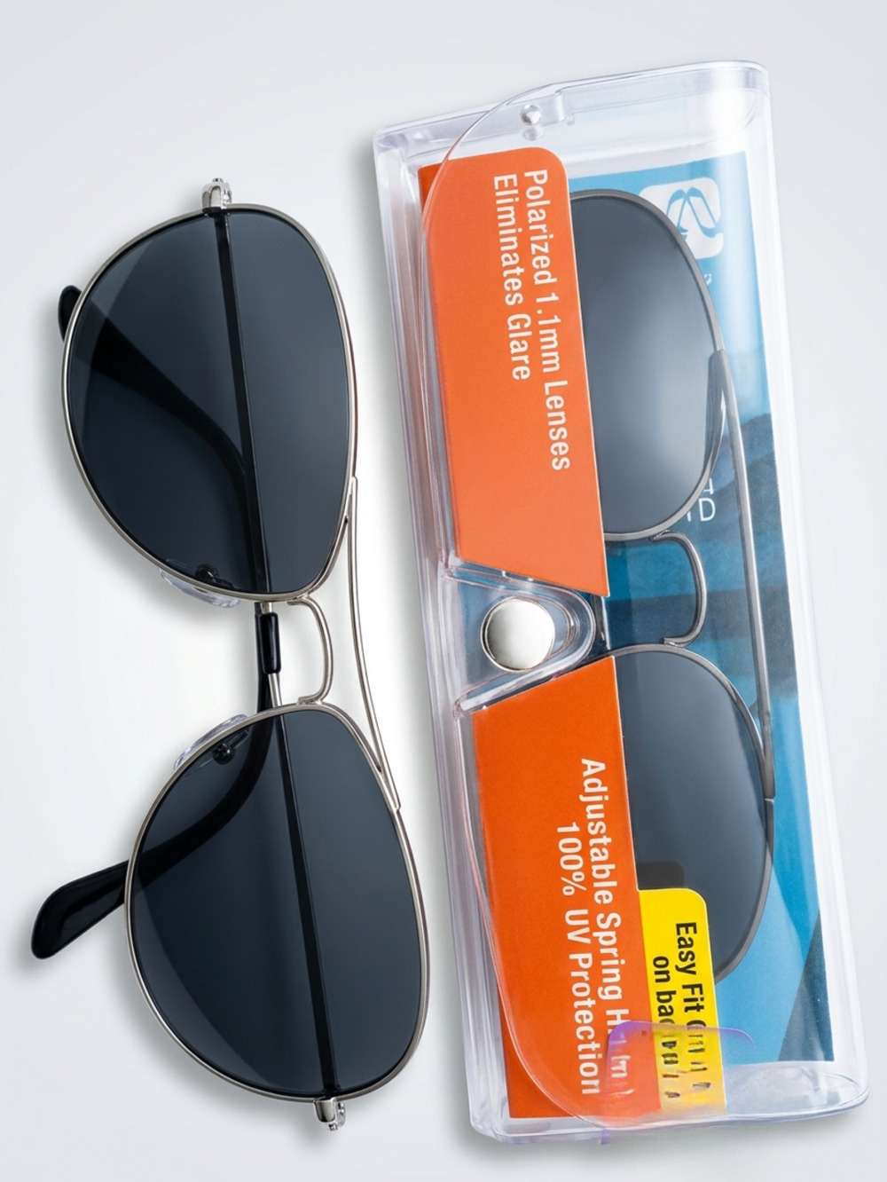 SolarShield Polarized Eyewear Clip-Ons + Aviator Sunglasses 2 Pc Lot UV